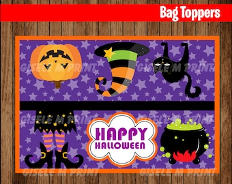 Halloween Taschen, druckbare Halloween Taschen Topper, Halloween Party Leckerlibeutel sofortiger download
