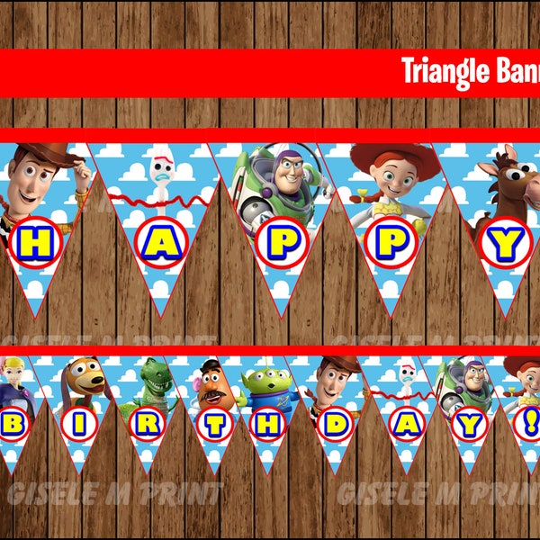 Toy Story Banner 4, Printable Toy Story Triangle Banner, Toy Story party Banner instant download