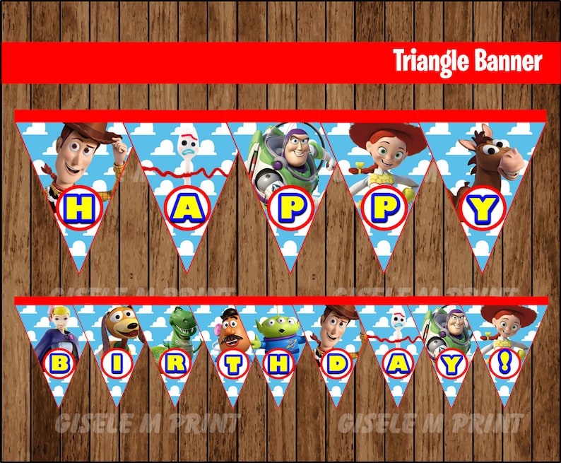 Toy Story Banner 4, Printable Toy Story Triangle Banner, Toy Story party Banner instant download image 1