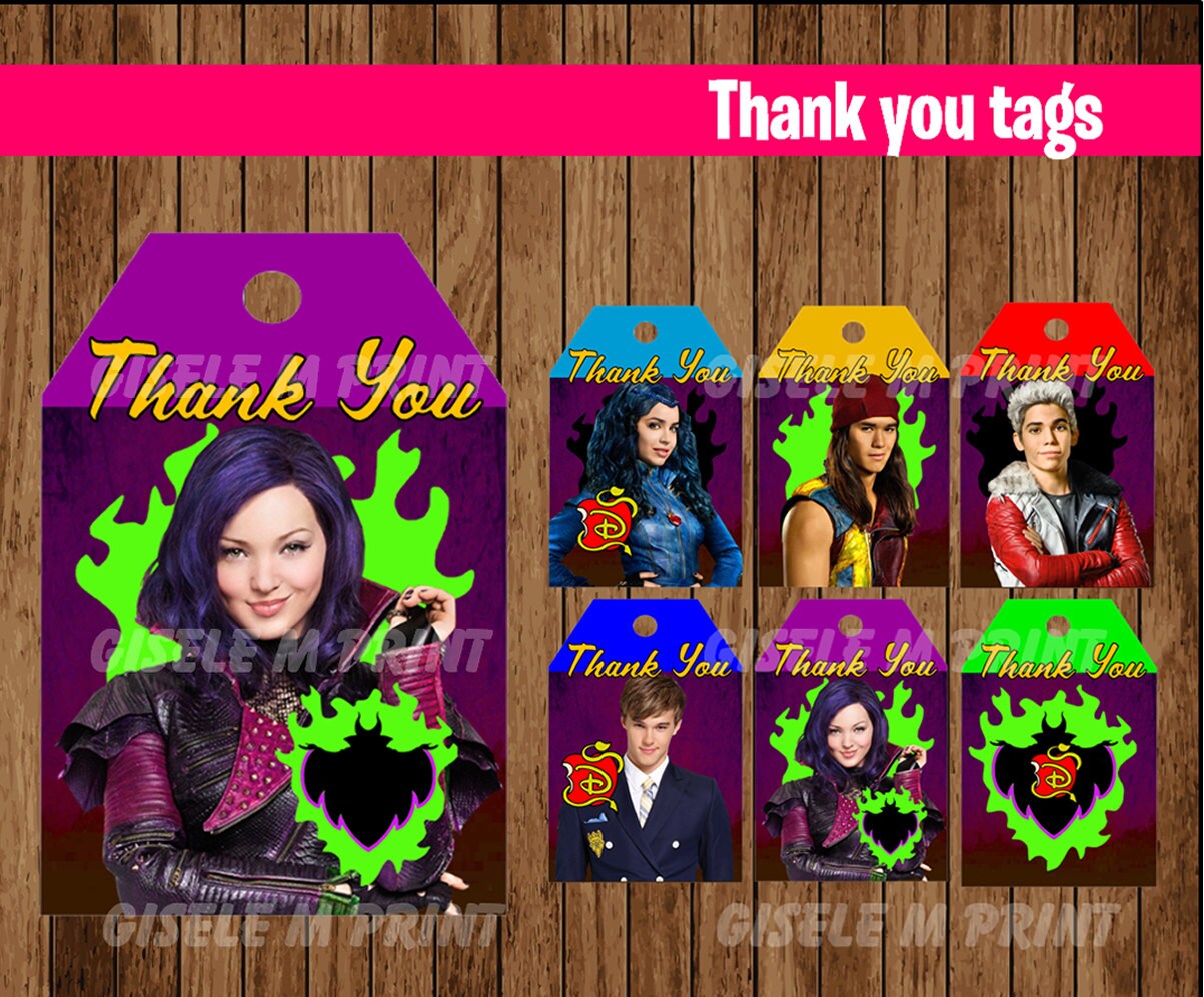 Descendants Thank You tags Printable Descendants gift tags | Etsy Descendants Thank You tags Printable Descendants gift tags | Etsy