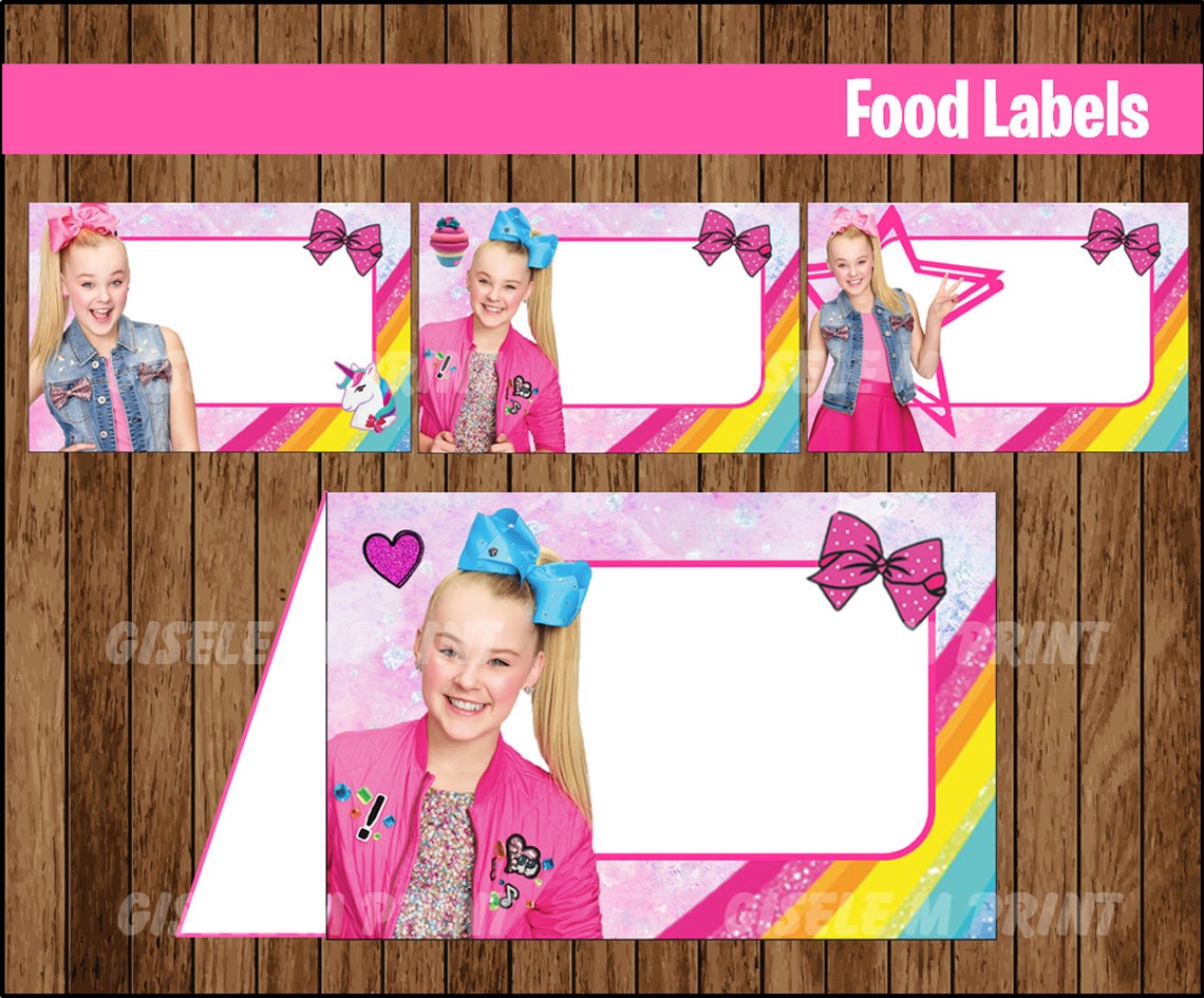 JoJo Siwa Food Labels Printable JoJo Siwa food tent cards | Etsy