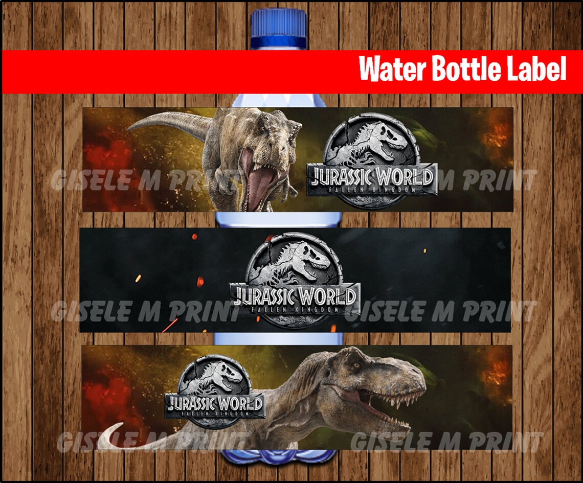 Jurassic World 2 Water Bottle Label Printable Jurassic World Etsy