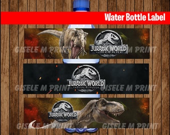 Etiqueta de botella de agua Jurassic World 2, etiquetas de agua de Jurassic World imprimibles, descarga instantánea de agua de fiesta de dinosaurios