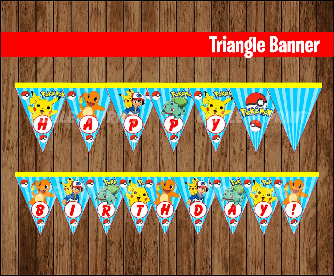 Pokemon Banner Printable Pokemon Triangle Banner Pokemon | Etsy