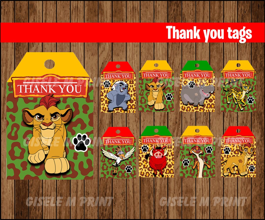 Lion Guard Thank You Tags, Printable Lion Guard Gift Tags, Lion Guard ...