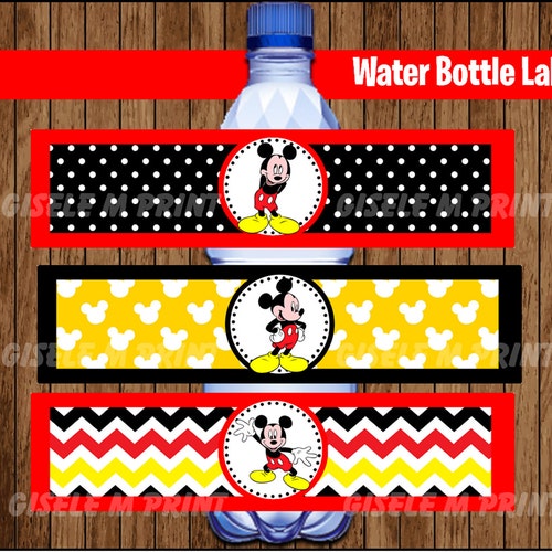 Mickey Mouse Water Bottle Label Printable Mickey Mouse Water - Etsy