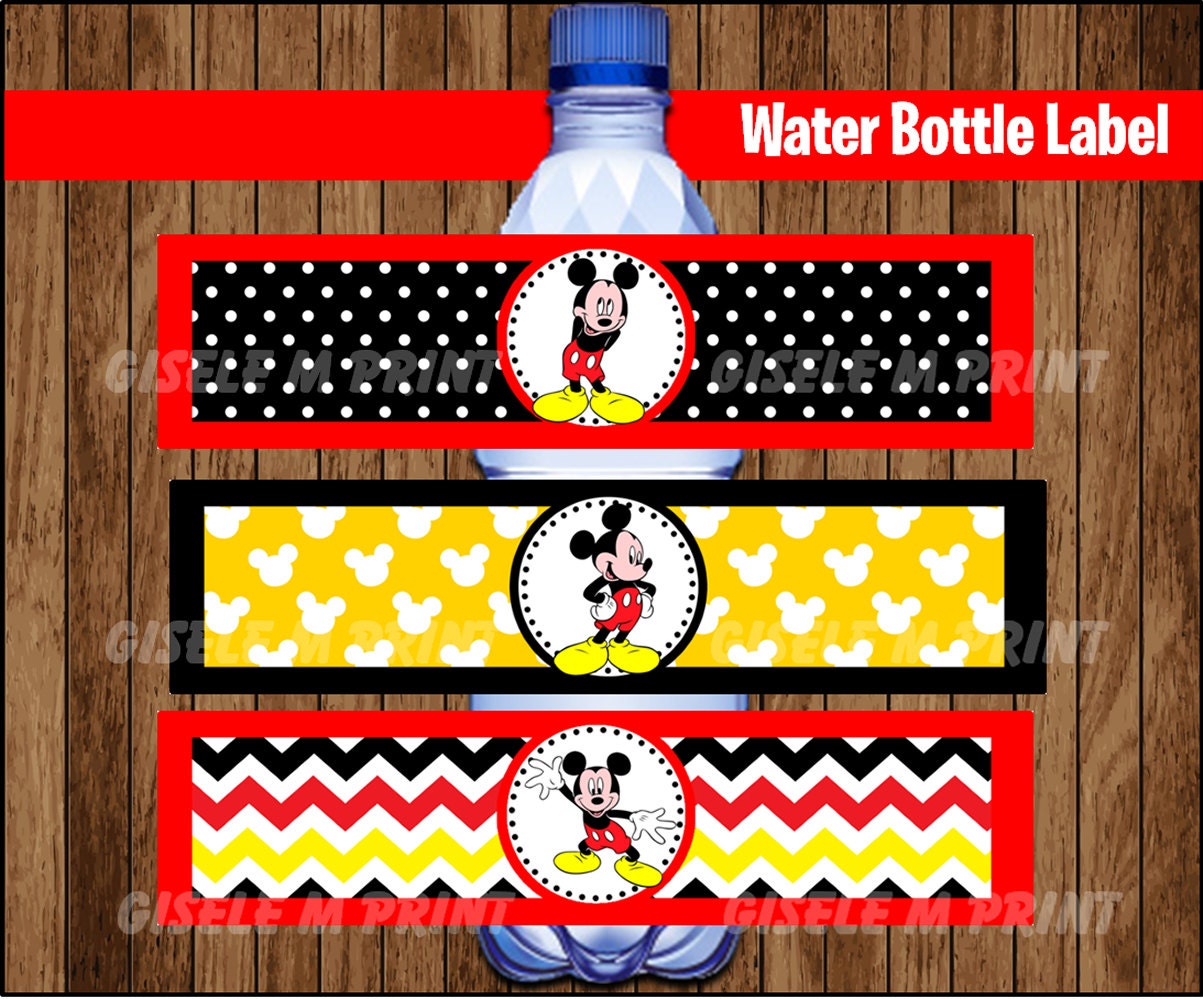 Minnie Mouse Birthday Water Bottle Label Template DIY