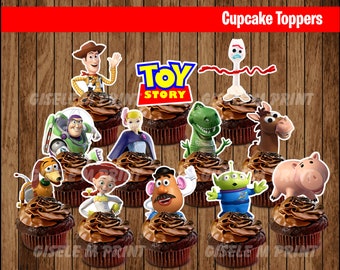 Toy Story 4 cupcakes toppers, Printable Toy Story toppers, Toy Story party toppers instant download