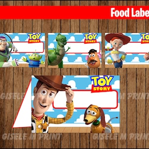 Toy Story Essen Etiketten, druckbare Toy Story Essen Zelt Karten, Toy Story Party Essen Karten sofortiger Download