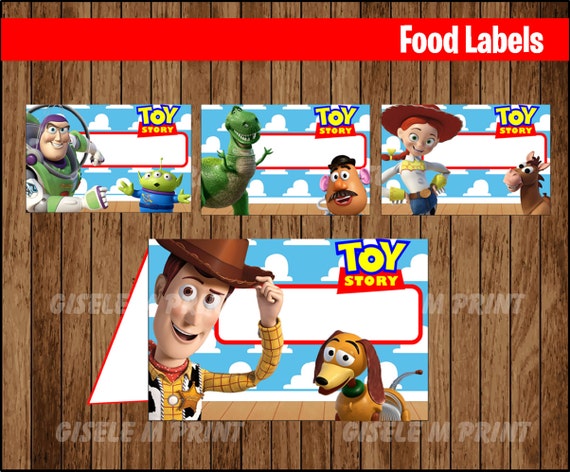 Toy Story Food Labels, Printable Toy Story Food Tent Cards, Toy - Main Image