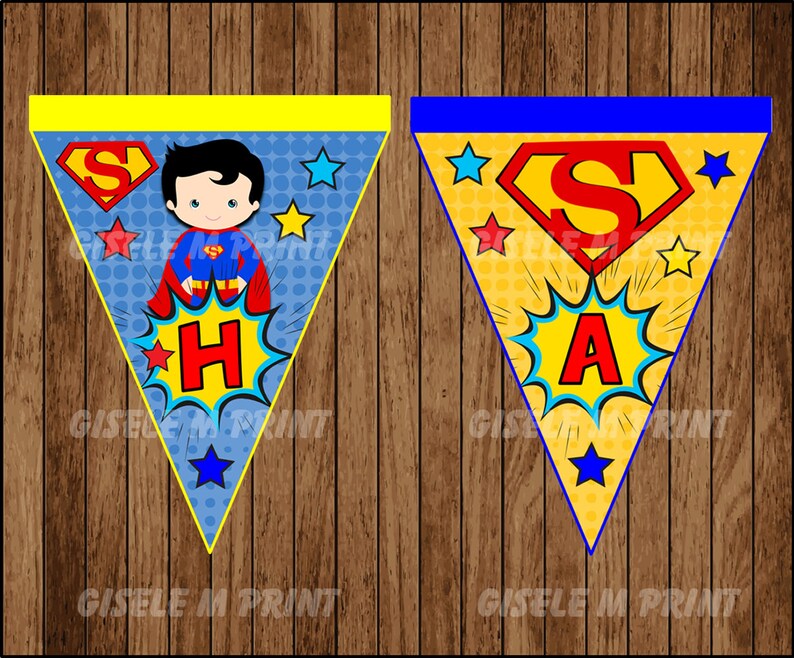 Superman Banner Printable Superhero Triangle Banner Superman | Etsy