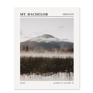 Mt Bachelor Bend Oregon reisposter, Oregon fotografie, Bend reisposter, Oregon Art, Oregon landschapsfotografie