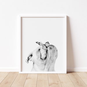 Bulldog Print: Humorous Dog Portrait with Butterfly (Digital Download)