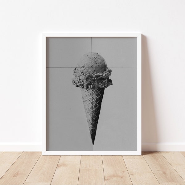 Ice Cream Print, Ice Cream Graffiti Wall Art, Ice Cream Black and White Home Decor Printable, Vintage Photo Print, Food Photography Print