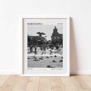 Barcelona Druck Schwarzweiß Barcelona Stadt Poster Barcelona Spanien Wand Kunst Druck Minimalistisches Wand Dekor Poster Geschenk, Lage Druck