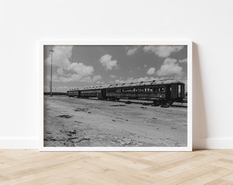 Vintage Texas Train Print, Cloud Photography Home Decor Ideas, Texas Wall Art, Black and White Print for Walls, Texas Wall Decor