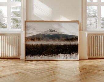 Fotografía de paisaje del Monte Bachelor, lámina decorativa para pared sobre el bosque de Oregón (descarga digital)