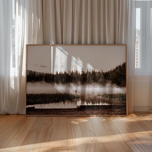 Foggy Lake Kayak Art Print: Nature Landscape Photography