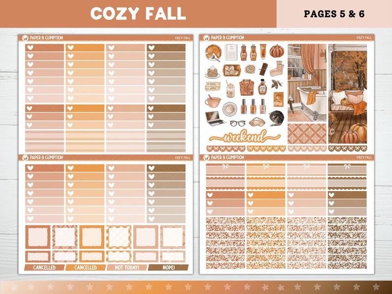 Printable Planner Stickers Cozy Fall Weekly Sticker Kit Classic Happy ...