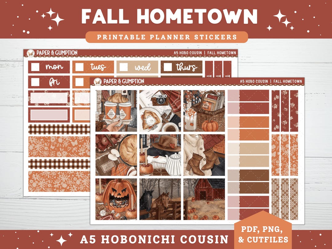 Printable Planner Stickers Fall Hometown Hobonichi COUSIN Weekly ...