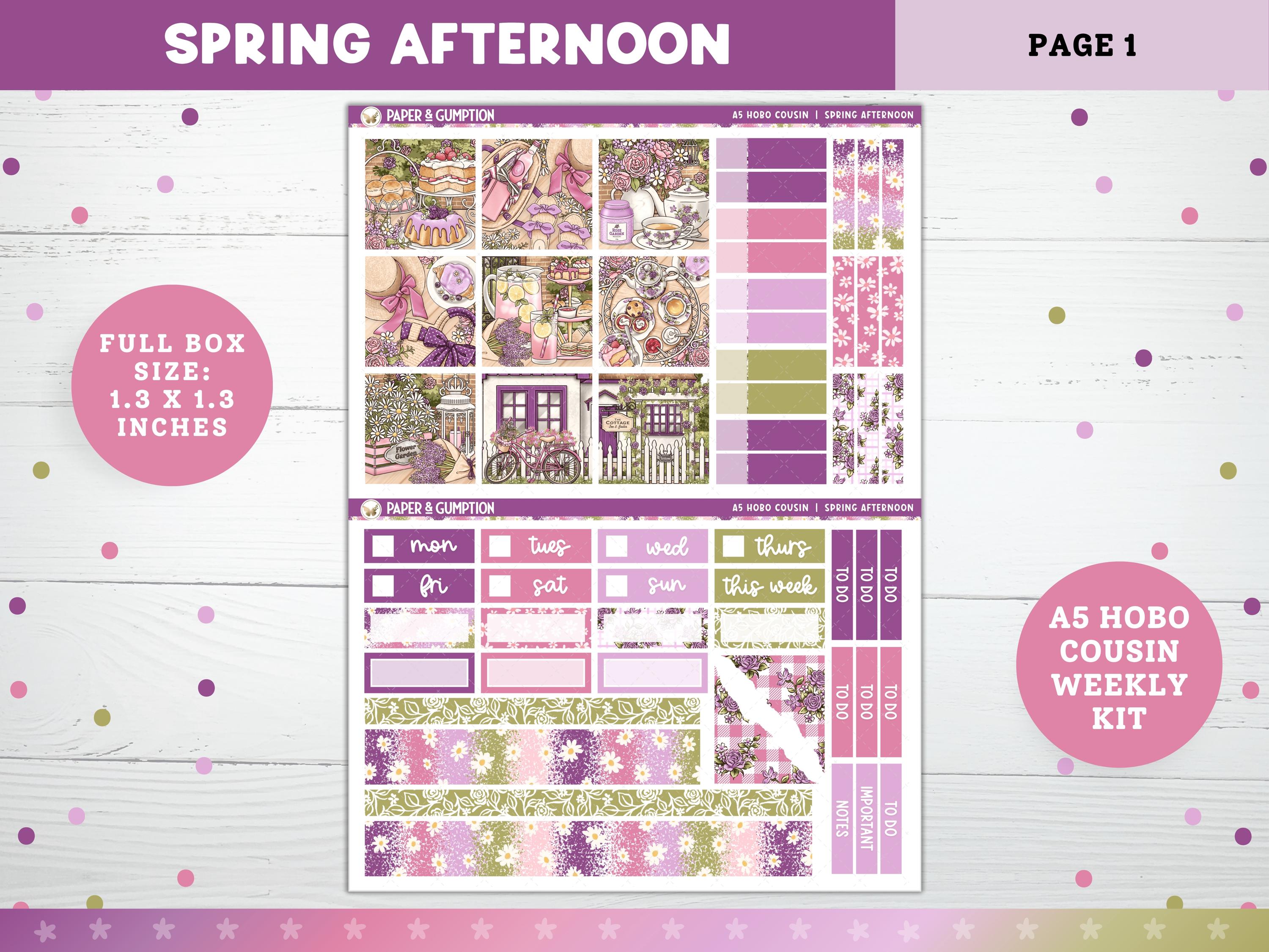 Spring Afternoon Printable Planner Stickers, A5 Hobonichi COUSIN Weekly ...