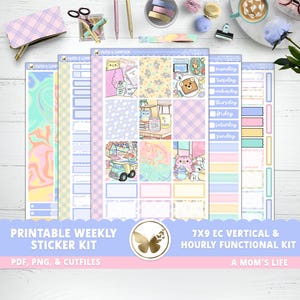Agenda imprimable Stickers Erin Condren 7 x 9 Ec autocollants hebdomadaires verticaux Kit 15 Mom Life Ec toutes les heures PNG Cricut PNG Fête des Mères bébé enfants mignon