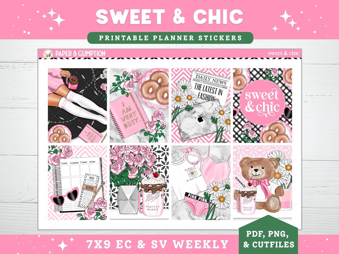 Spring Printable Planner Stickers Weekly Sticker Kit Sweet Chic Erin ...
