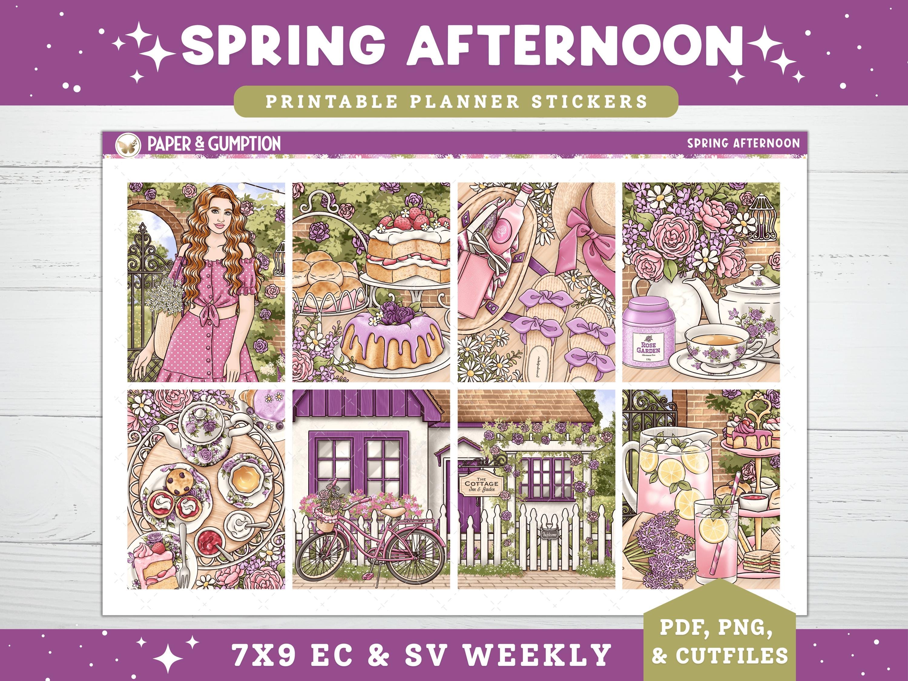 Spring Printable Planner Stickers, Spring Afternoon, Weekly Kit for ...