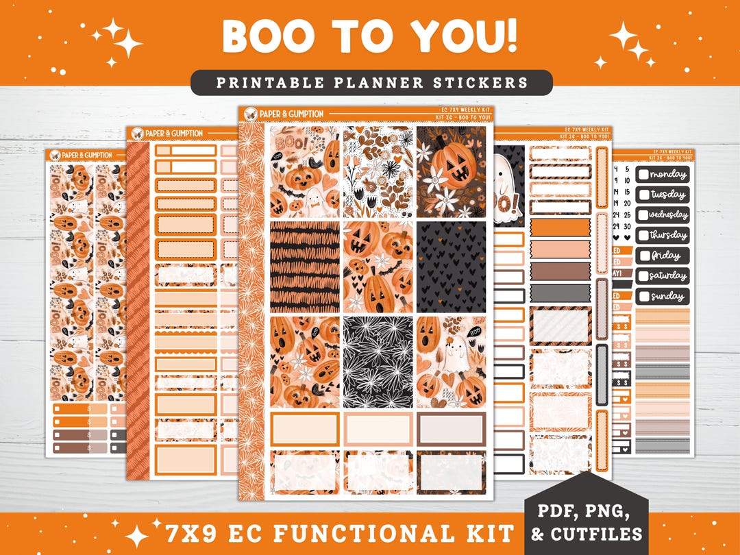 Printable Planner Stickers Halloween Erin Condren Weekly Vertical 7x9 ...