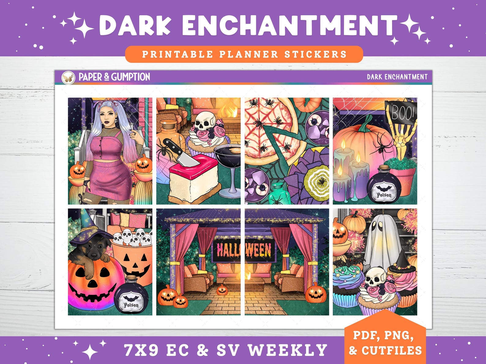 Printable Planner Stickers Dark Enchantment Weekly Sticker Kit Erin ...