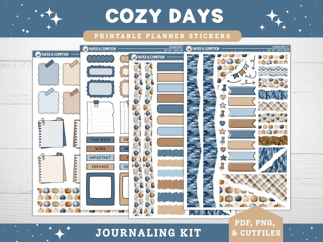Printable Planner Stickers Cozy Days Journaling Sticker Sheets Vertical ...