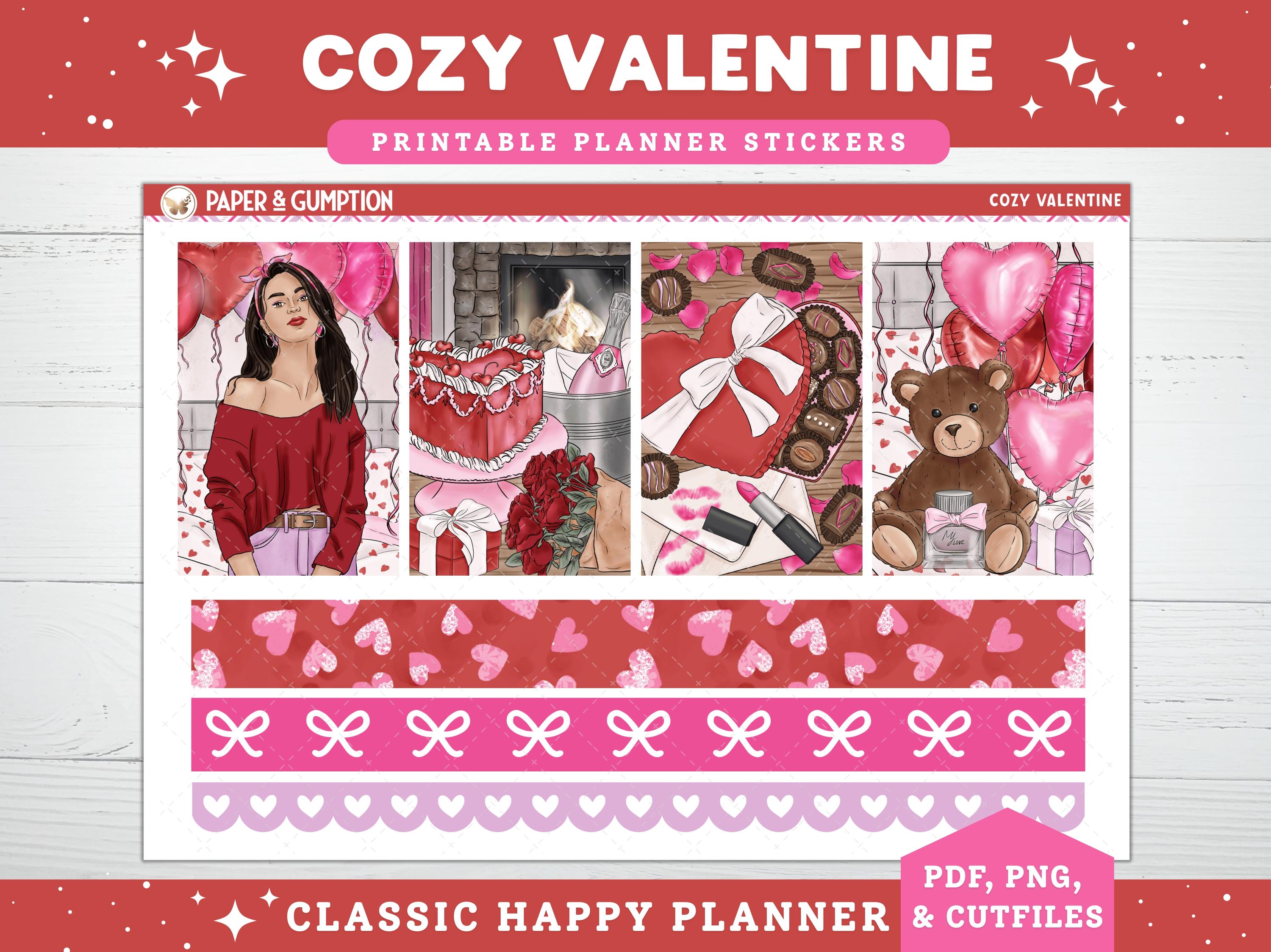 Valentines Day Printable Planner Stickers, Cozy Valentine Weekly Kit ...