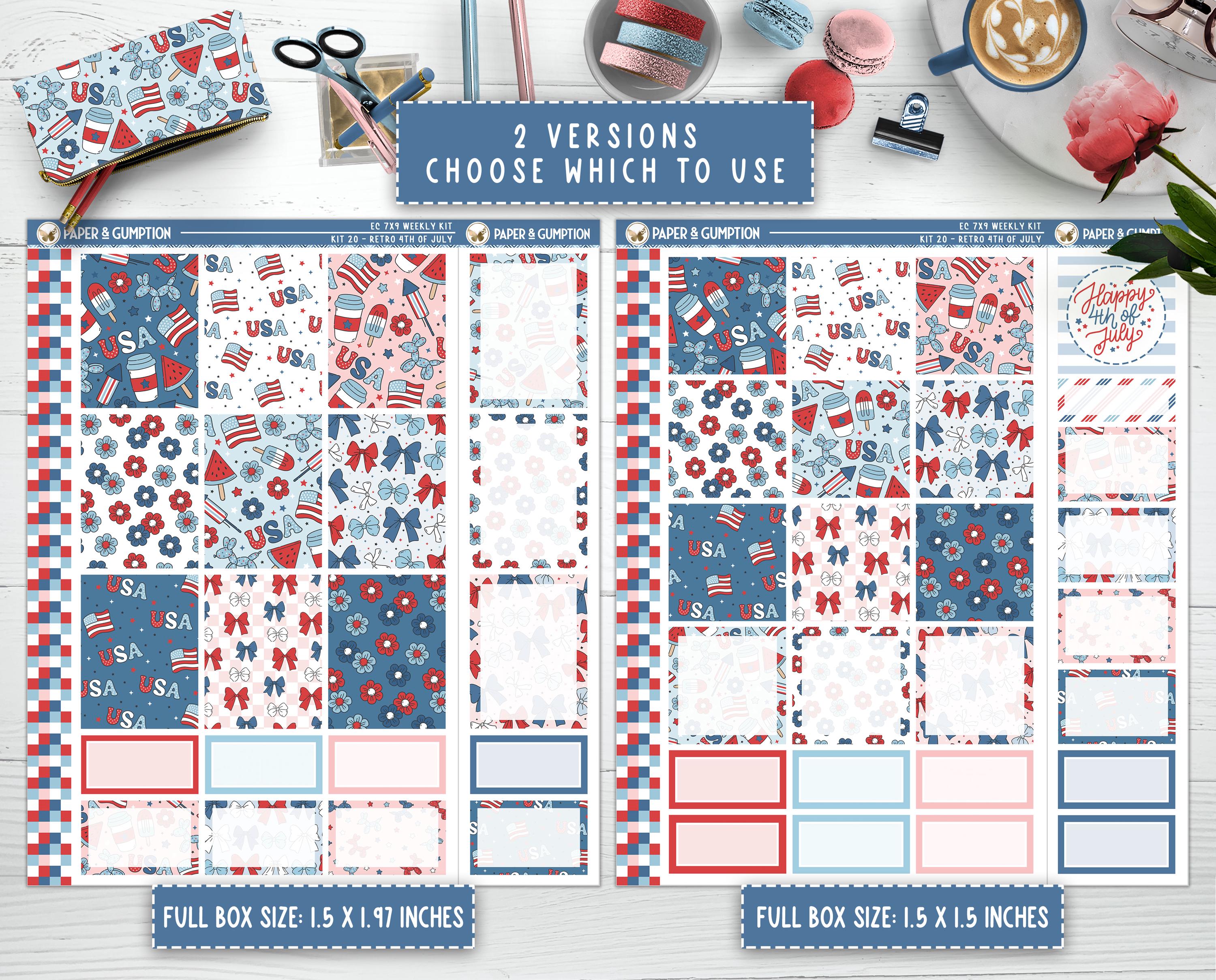 Printable Planner Stickers July 4th Weekly Sticker Kit Erin Condren ...