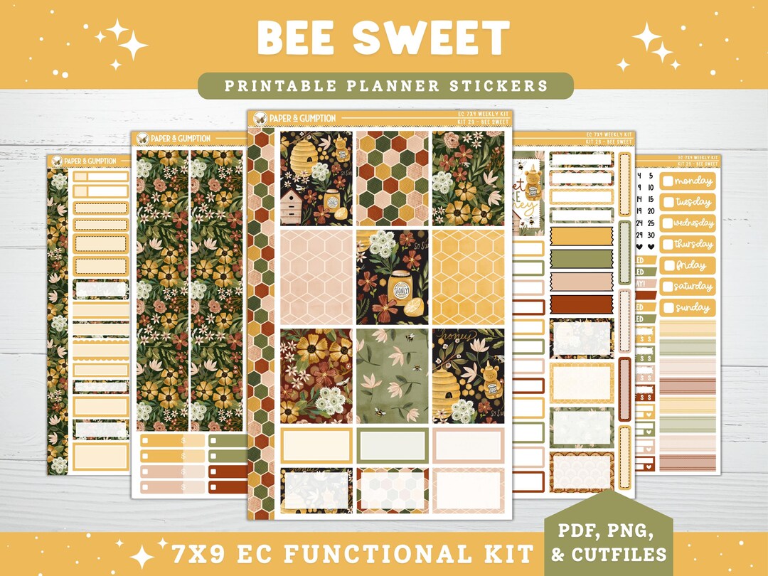 Printable Planner Stickers Bee Sweet Weekly Sticker Kit Erin Condren ...