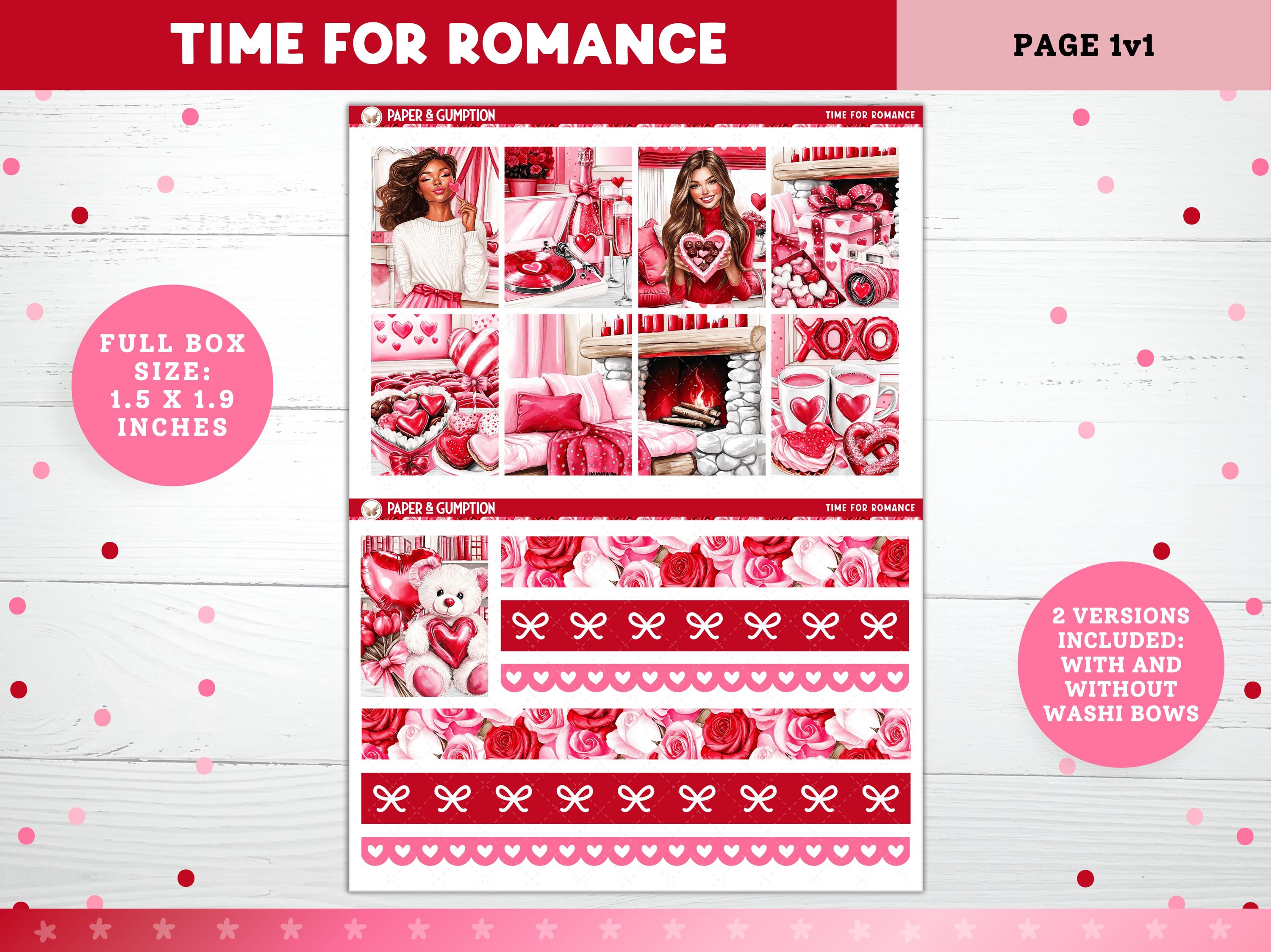 Valentines Day Printable Planner Stickers, Time 4 Romance, Weekly Kit ...