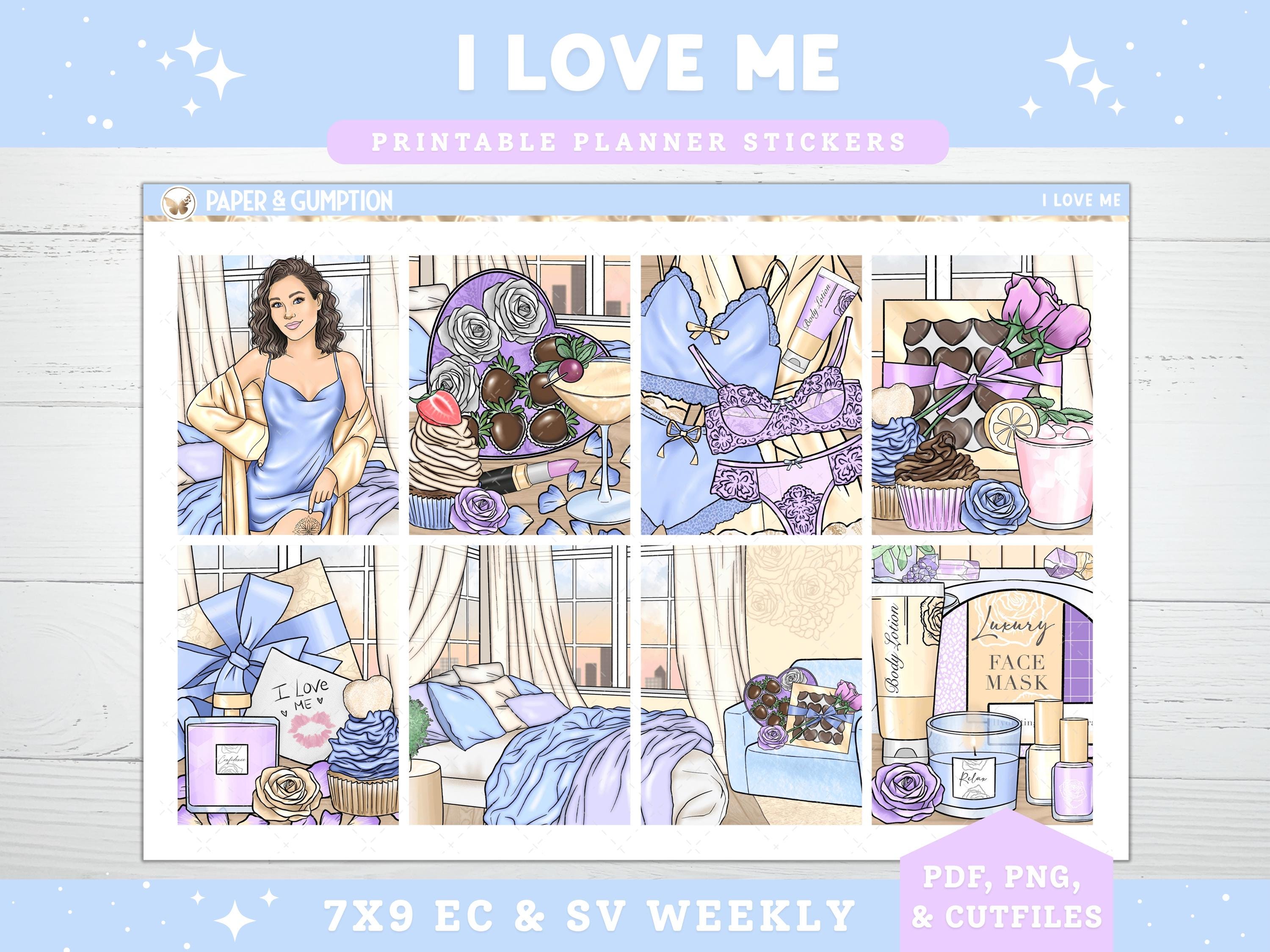 Valentines Day Printable Planner Stickers, I Love Me, Weekly Kit for ...