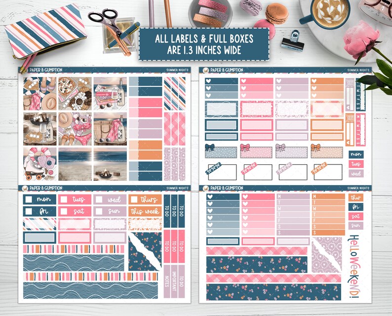 Printable Planner Stickers Hobonichi COUSIN Weekly Summer Nights A5 ...