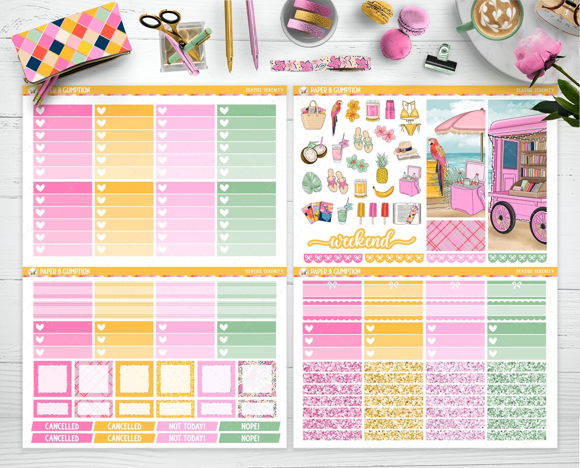 Printable Planner Stickers Seaside Serenity Weekly Sticker Kit Erin ...