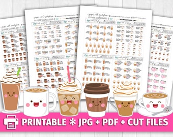 COFFEE LOVERS SET 1 Functional Deco/Printable Planner Stickers/for use with Erin Condren/Cutfiles/But First Coffee Latte Espresso Messy Bun