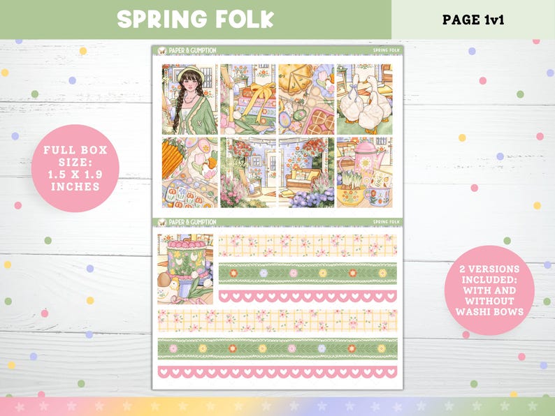 Spring Printable Planner Stickers, Spring Folk, Weekly Kit for Erin ...