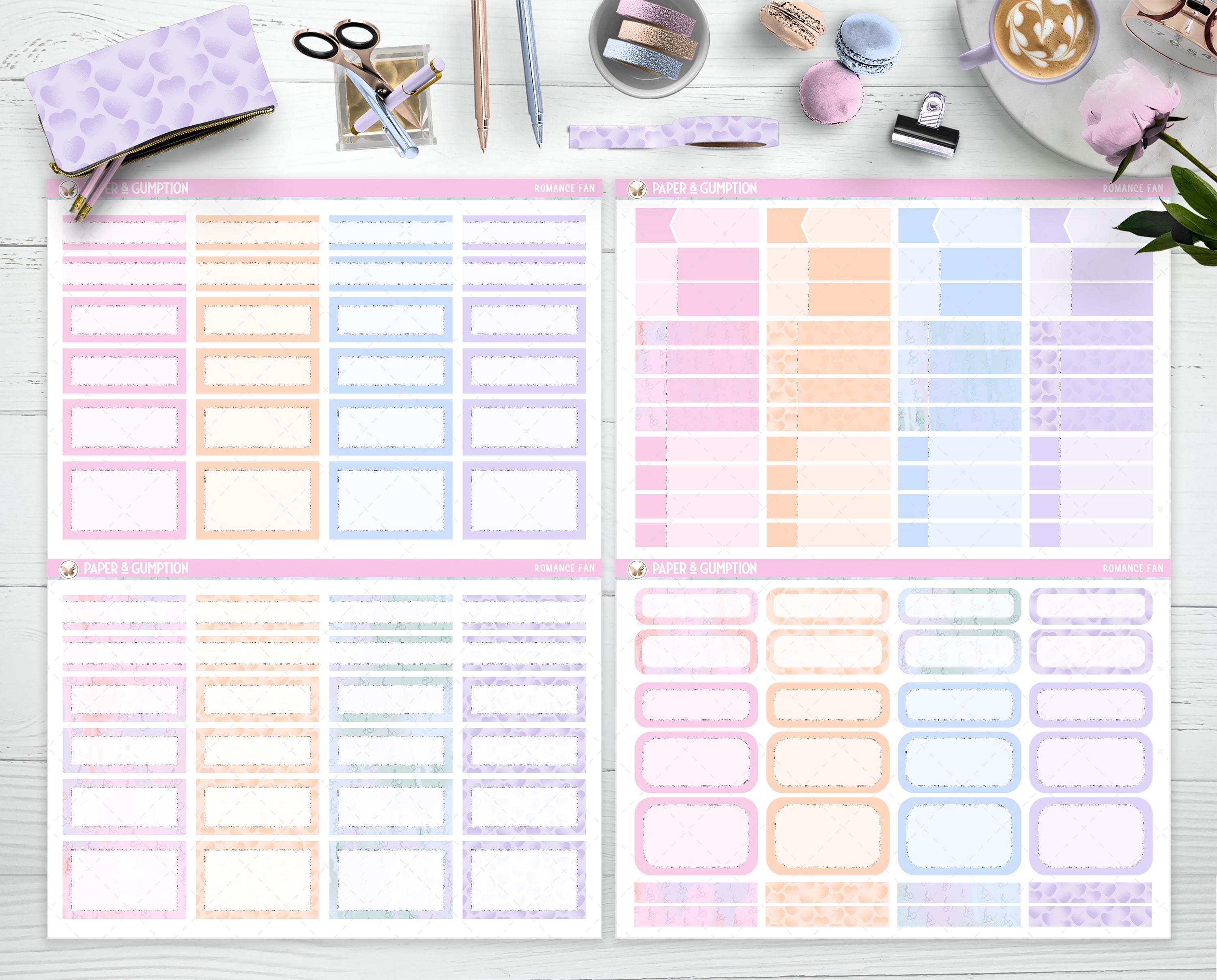 Printable Planner Stickers Weekly Sticker Kit Romance Fan Erin Condren ...