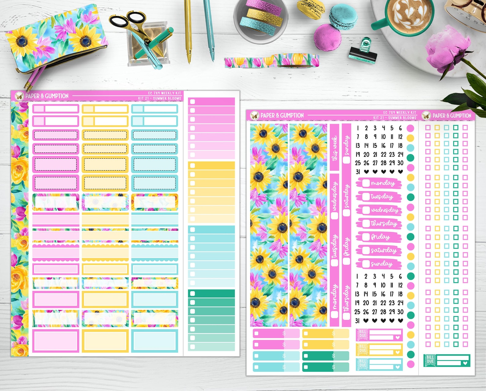 Printable Planner Stickers Summer Bloom Weekly Sticker Kit Erin Condren ...