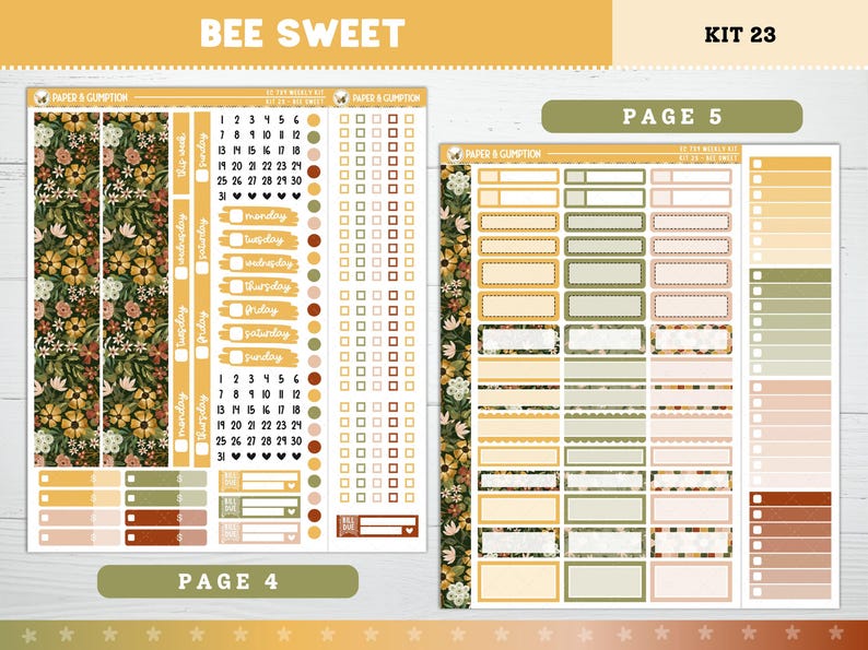 Printable Planner Stickers Bee Sweet Weekly Sticker Kit Erin Condren ...