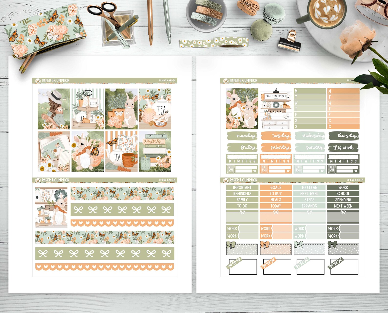 Spring Printable Planner Stickers Weekly Sticker Kit Spring Garden Erin ...