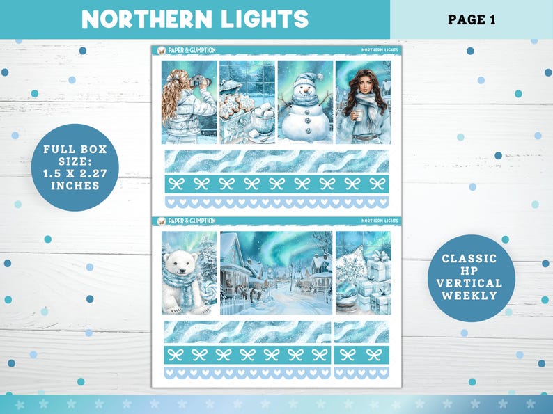 Winter Printable Planner Stickers, Northern Lights, Weekly Kit for ...