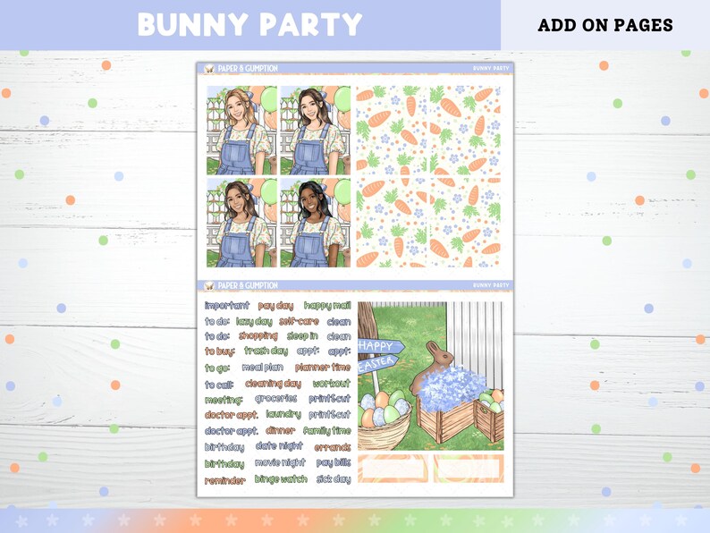 Easter Printable Planner Stickers, Bunny Party, Weekly Kit for Erin ...