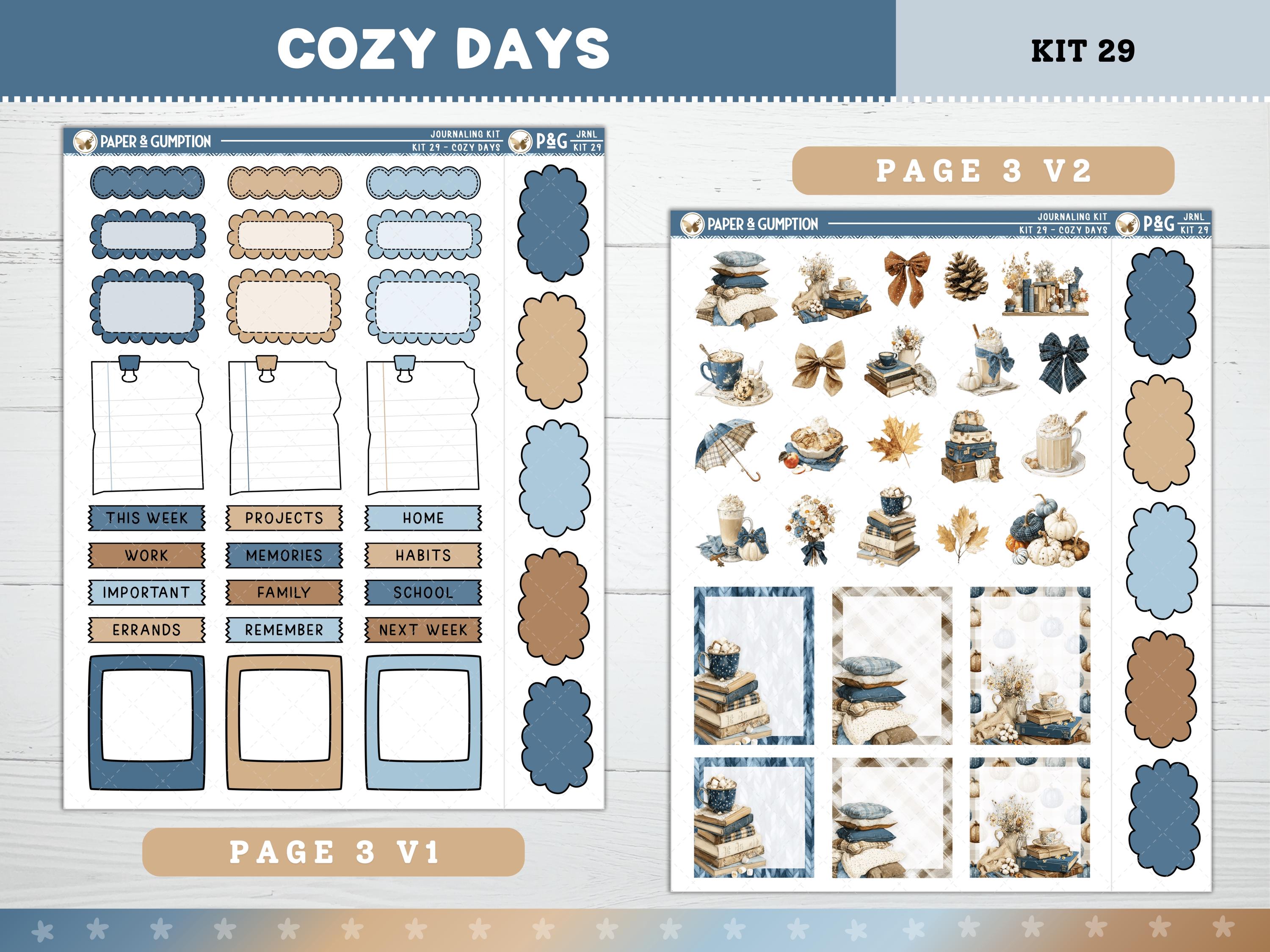 Printable Planner Stickers Cozy Days Journaling Sticker Sheets Vertical ...