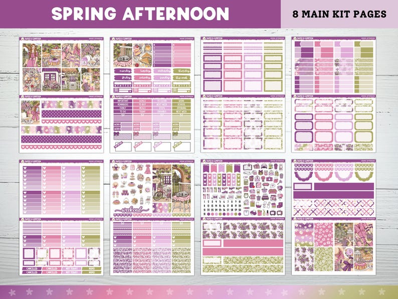 Spring Printable Planner Stickers, Spring Afternoon, Weekly Kit for ...