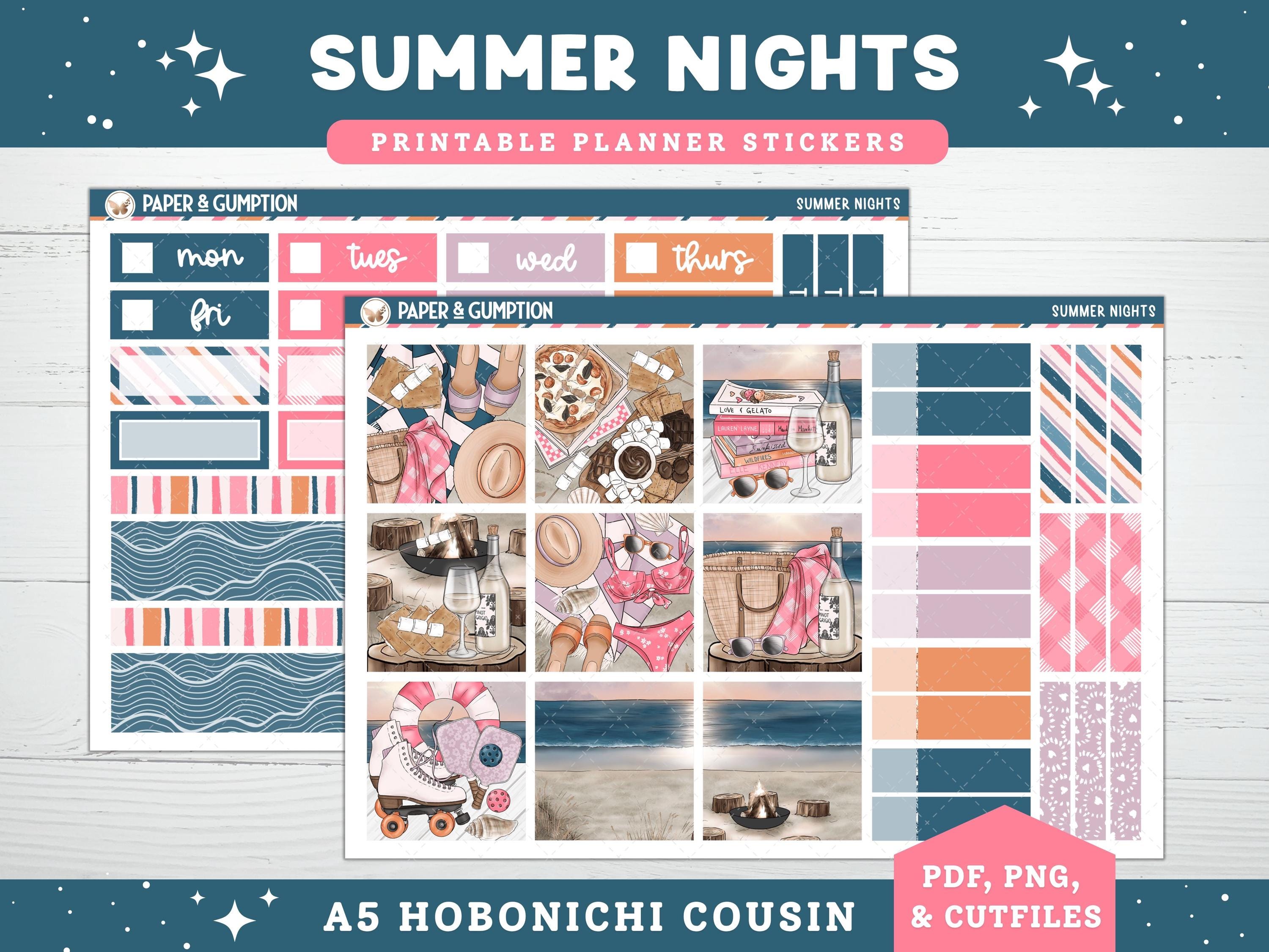 Printable Planner Stickers Hobonichi COUSIN Weekly Summer Nights A5 ...