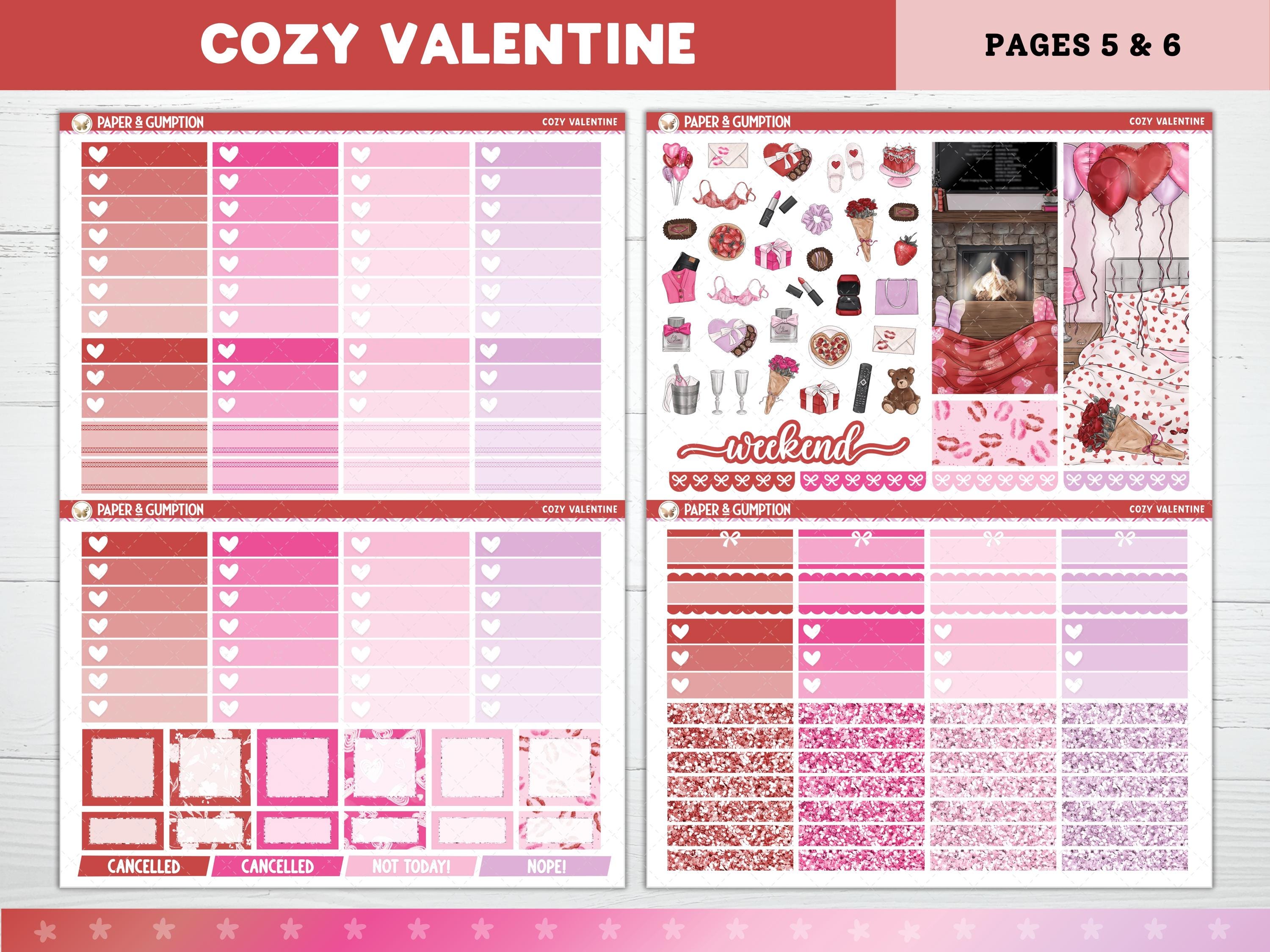 Valentines Day Printable Planner Stickers, Cozy Valentine Weekly Kit ...